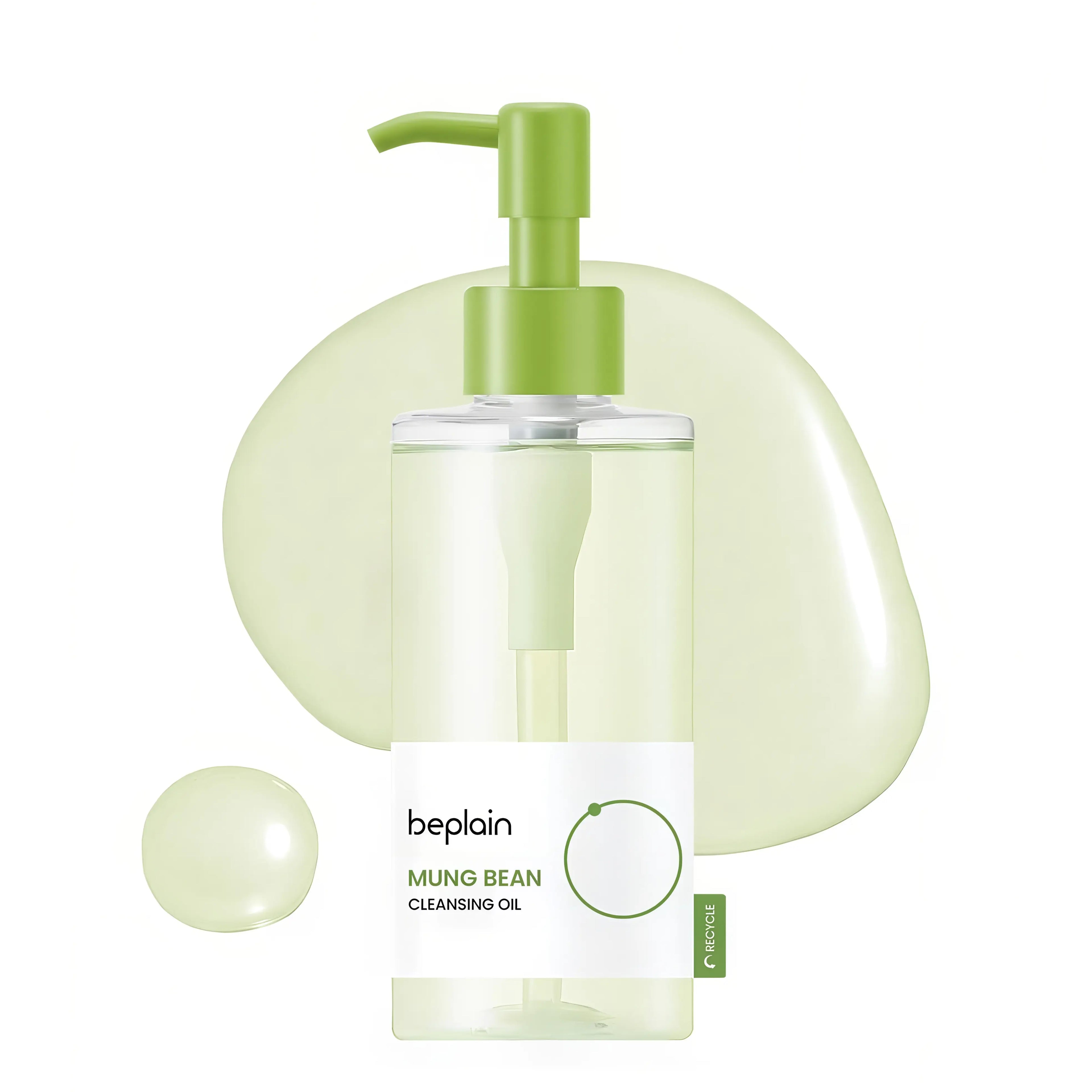 Beplain Mung Bean Cleansing Oil 200ml with Mung Bean Extract and Mung Bean Sprout for effectively melting blackheads, removing heavy makeup, and clearing clogged pores - Lightweight vegan cleansing oil for deep cleansing without irritation
