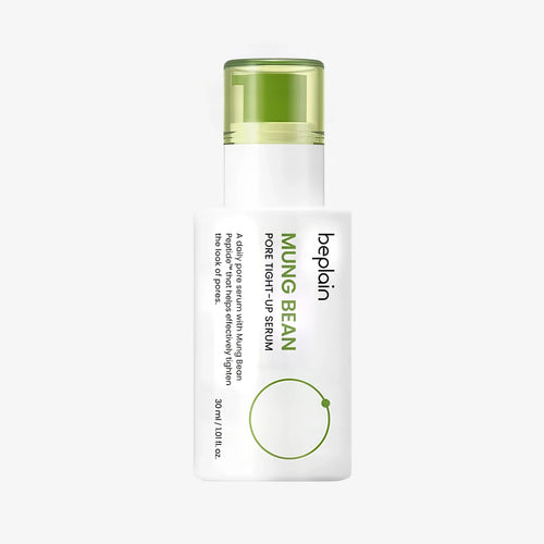 BEPLAIN Mung Bean Pore Tight-Up Serum 30ml dropper bottle for pore tightening and Korean cooling skincare.