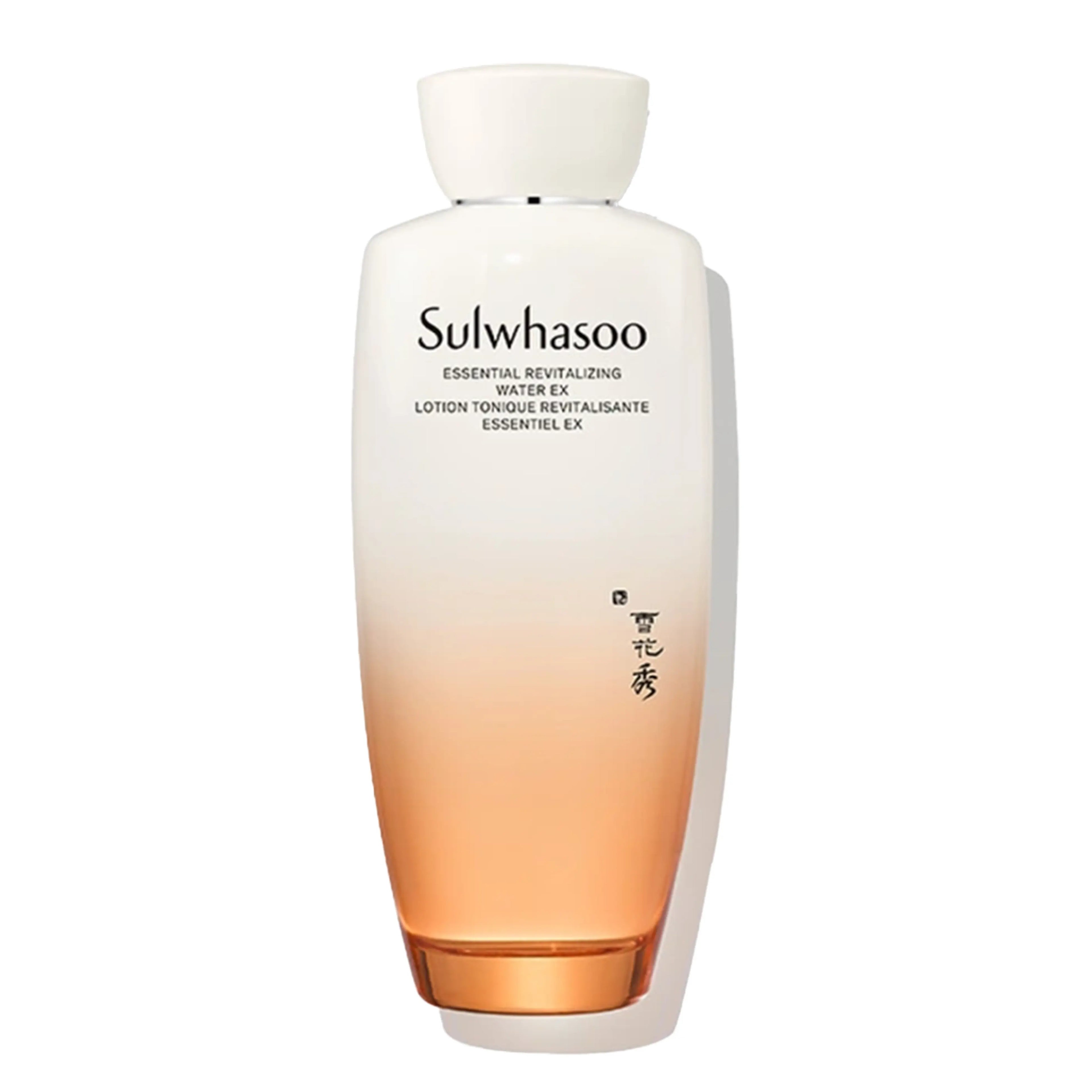 Sulwhasoo Essential Revitalizing Water EX in a 150ml bottle. A soothing gel-type toner that provides deep hydration and moisture balance for all skin types.
