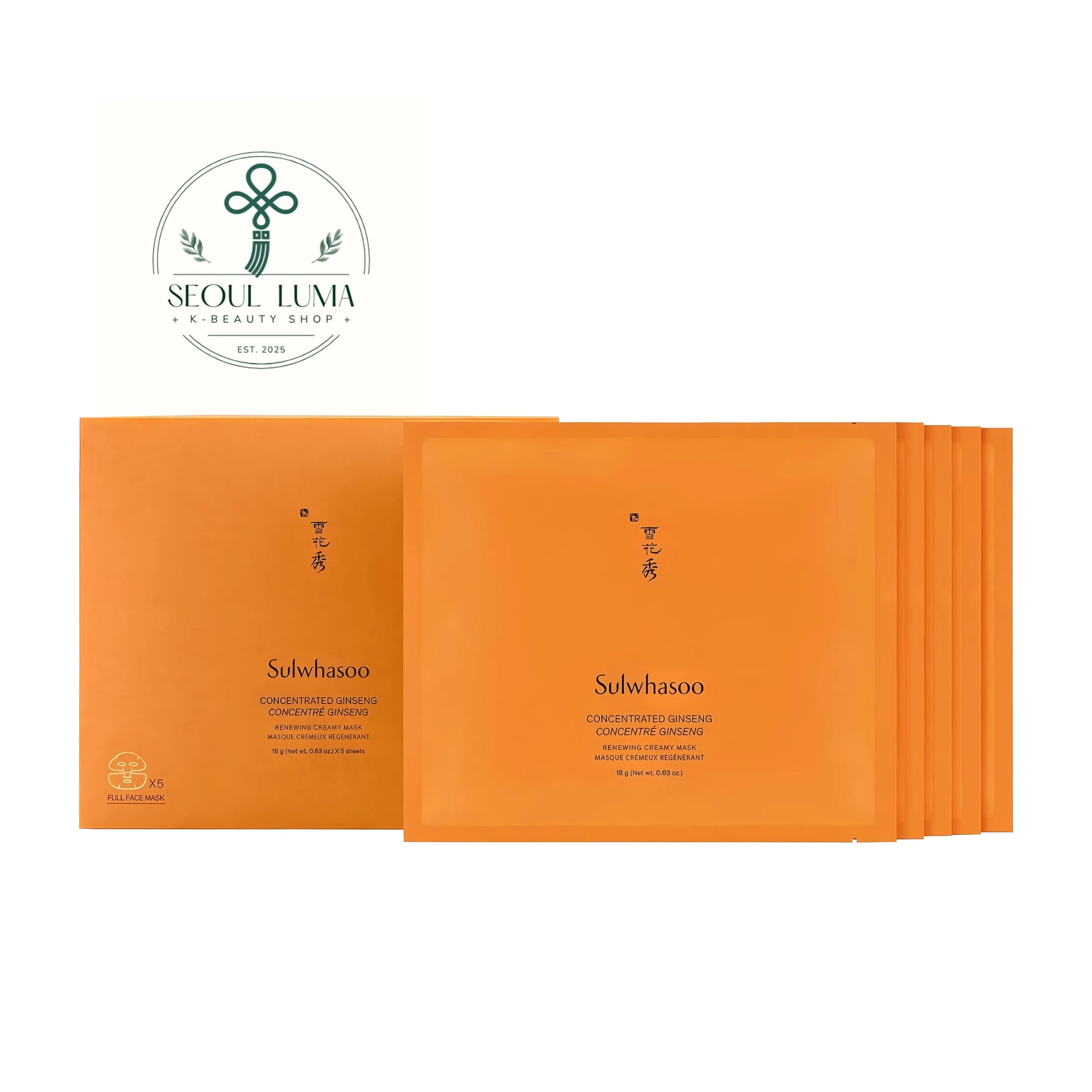 Sulwhasoo Concentrated Ginseng Renewing Creamy Mask EX 10pcs - Instant Elasticity Sheet Masks