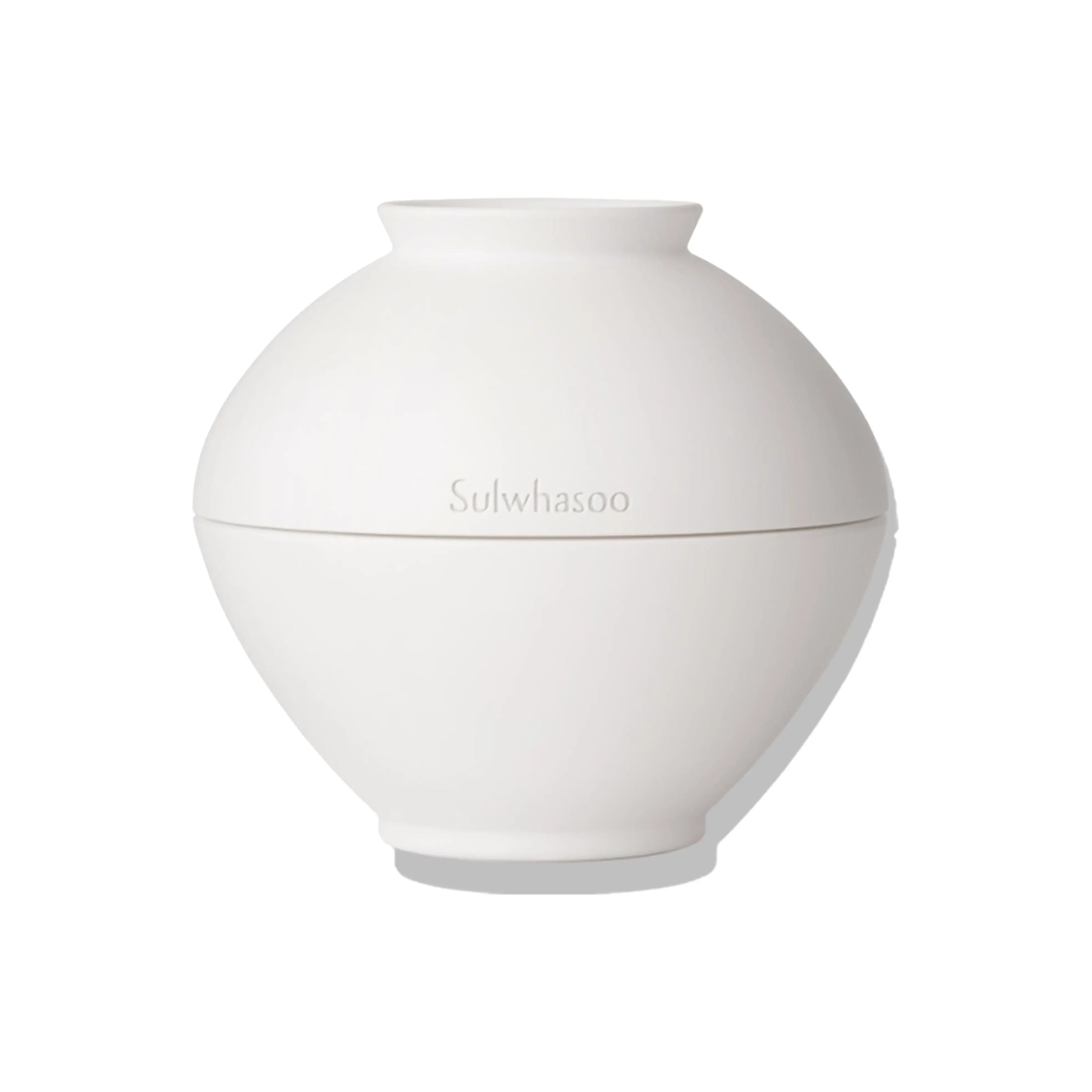 Sulwhasoo Timetreasure Invigorating Cream in an elegant golden jar. A rich, luxurious anti-aging cream deeply nourishes, lifts sagging contours, and smooths deep wrinkles for mature and extremely dry skin.