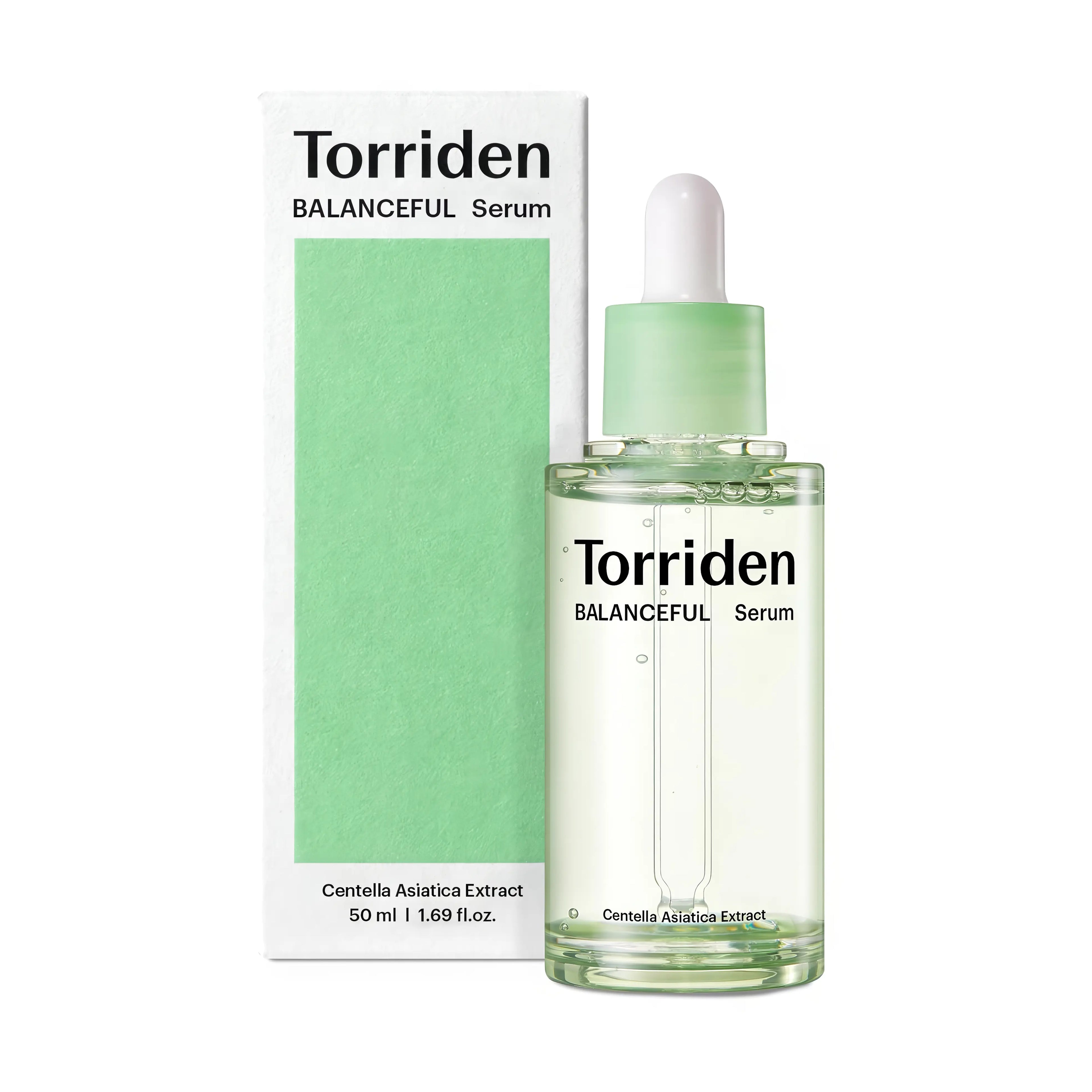 Torriden BALANCEFUL Cica Serum (50ml), lightweight calming serum for sensitive, acne-prone skin with 5D Cica complex, T-TECA drop system, panthenol, multiple hyaluronic acids, LHA to soothe redness, regulate sebum, gently exfoliate, strengthen barrier.
