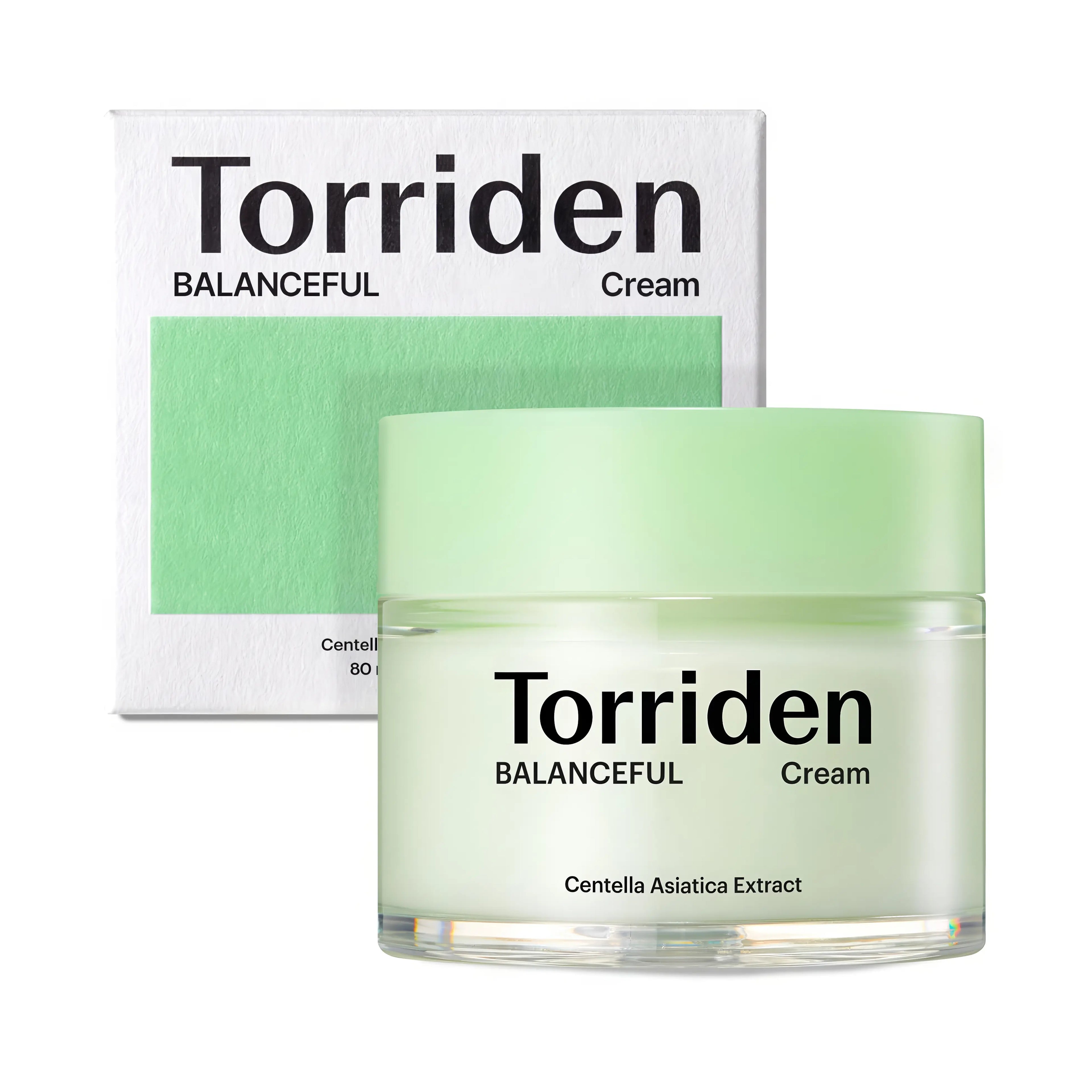 Torriden BALANCEFUL Cica Soothing Cream (80ml), lightweight gel-cream for sensitive, acne-prone skin with 5D Complex Cica, T-TECA drop system, hydrolyzed hyaluronic acid, panthenol to calm redness, strengthen barrier, hydrate deeply without greasiness.
