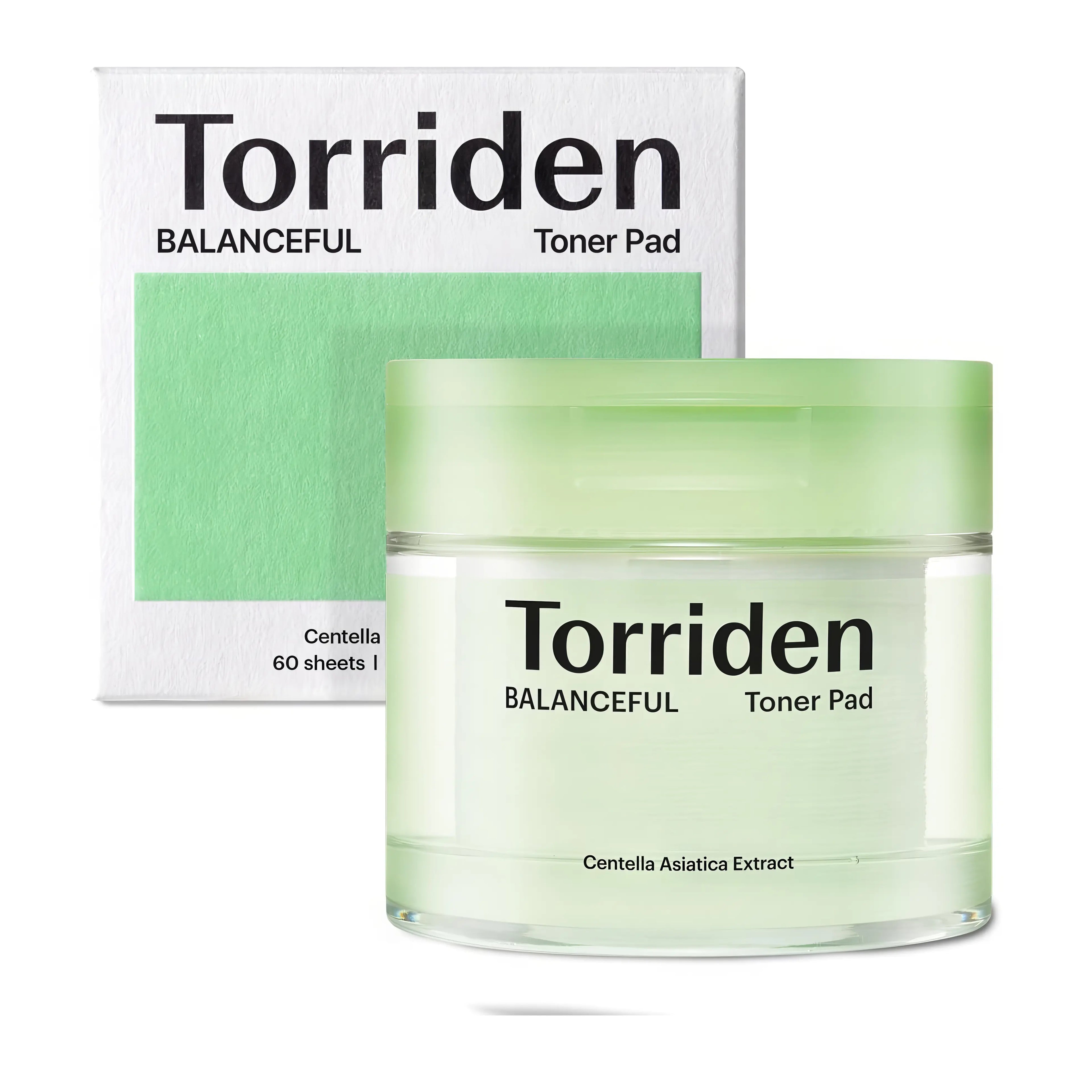 Torriden BALANCEFUL Cica Toner Pad (60 pads), gentle exfoliating pads for sensitive, acne-prone skin with 5D Cica complex, LHA, PHA, panthenol, witch hazel to soothe irritation, remove dead cells, control sebum, hydrate and refine texture.
