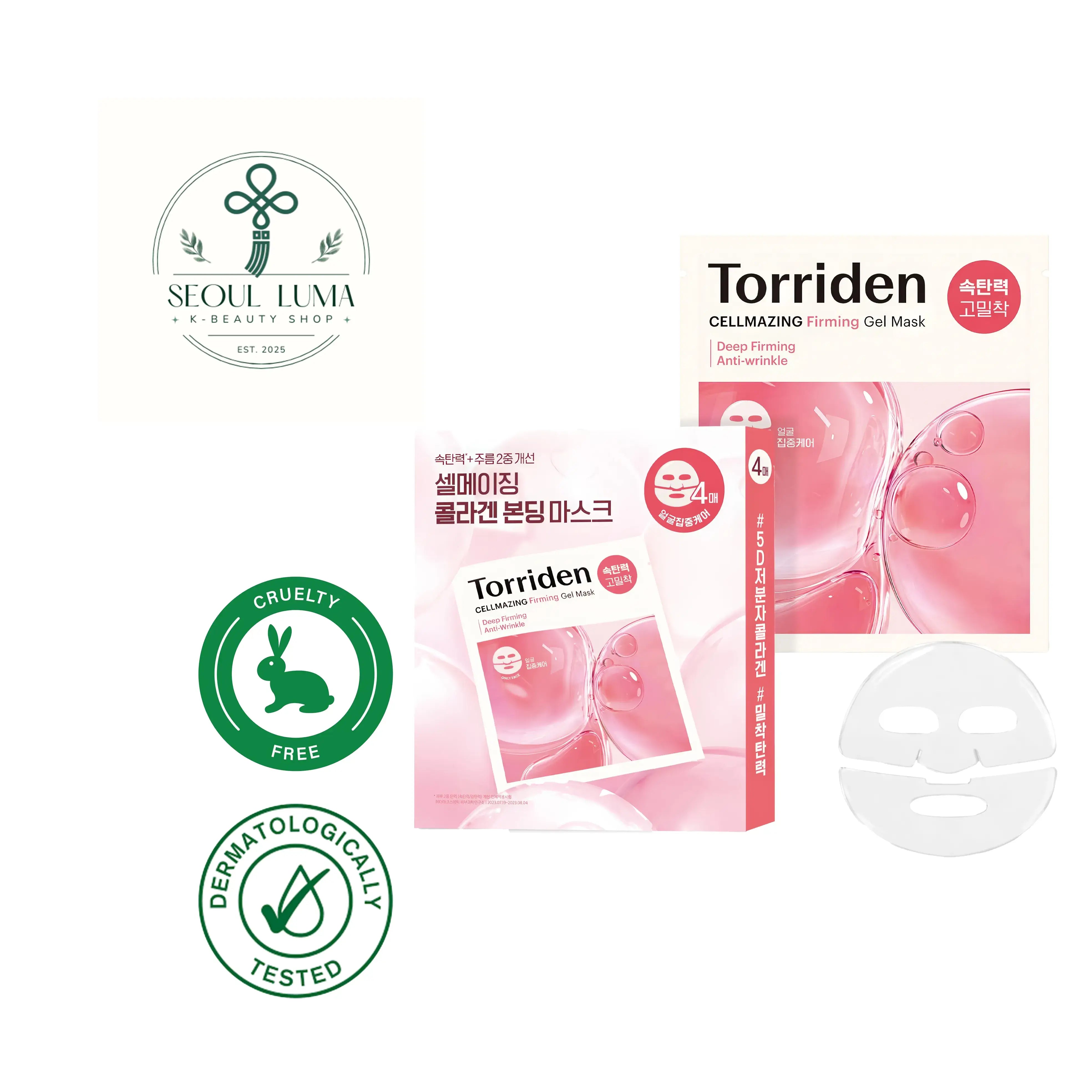 TORRIDEN CELLMAZING Collagen Firming Gel Mask with 30,520ppm 5D collagen complex, peptides, and 10D hyaluronic acid for intensive anti-aging care
