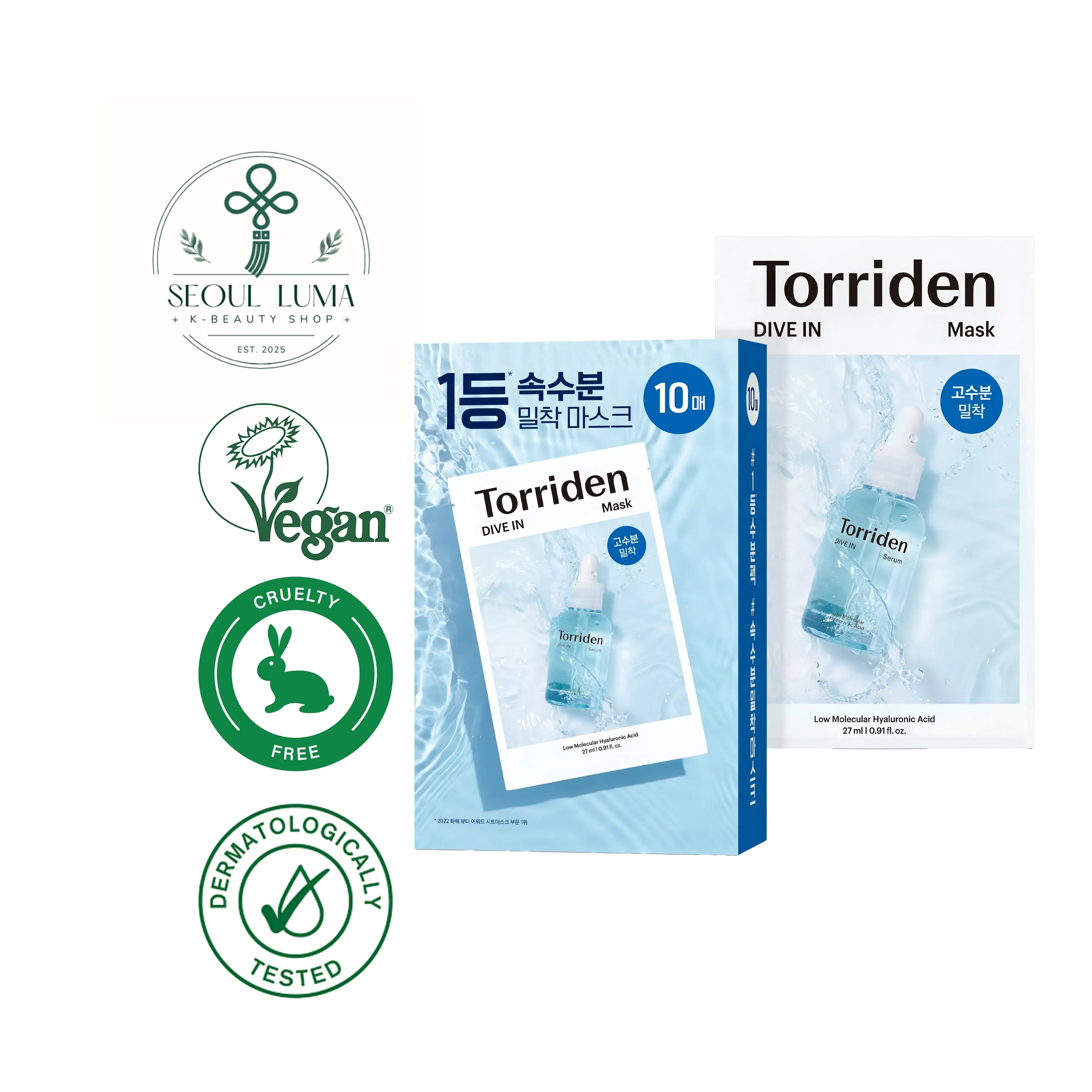 TORRIDEN DIVE-IN Low Molecular HA Modelling Mask DIY powder pack with 5D hyaluronic acid complex and alginate for professional spa treatment