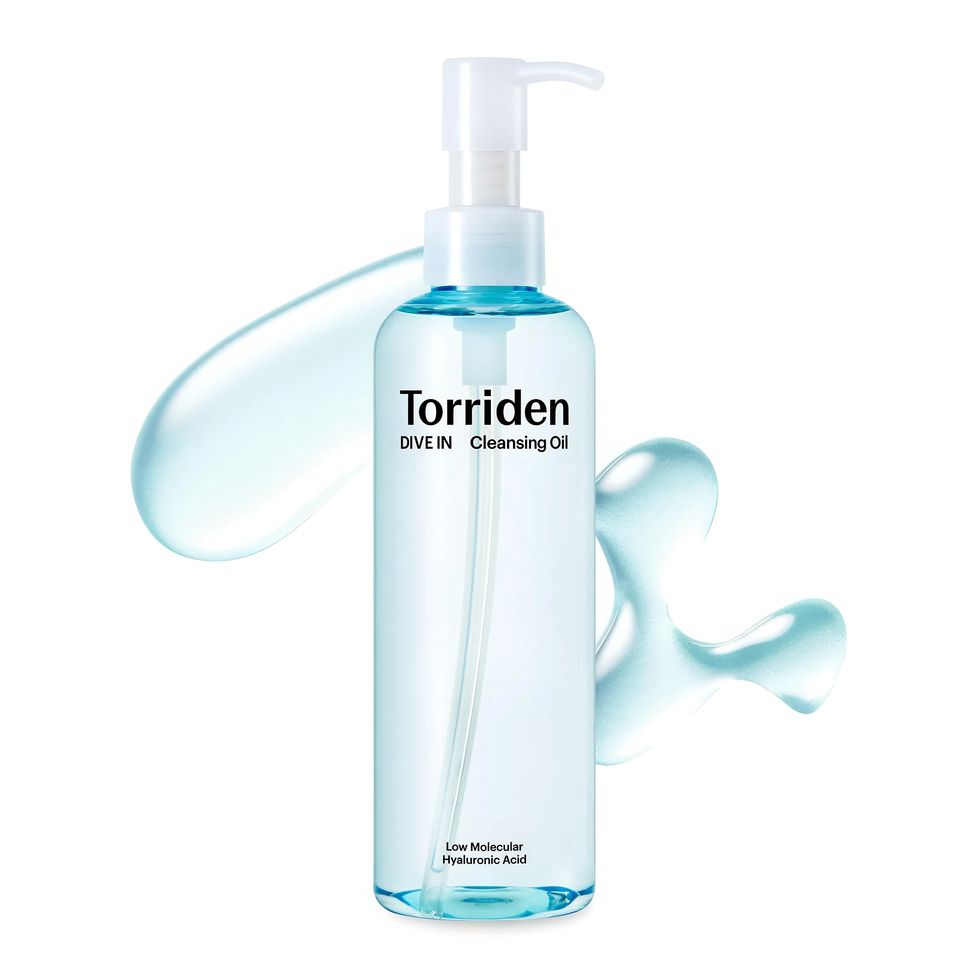 Torriden DIVE-IN Low Molecular Hyaluronic Cleansing Oil (200ml), oil-to-milk makeup remover for all skin types including sensitive, dry, oily with 8D hyaluronic acid complex, panthenol, allantoin, tocopherol, tea tree oil, bergamot, rosewood extracts to melt waterproof makeup, sunscreen, impurities, deeply hydrate multi-layers, soothe irritation, balance moisture, non-comedogenic residue-free rinse.
