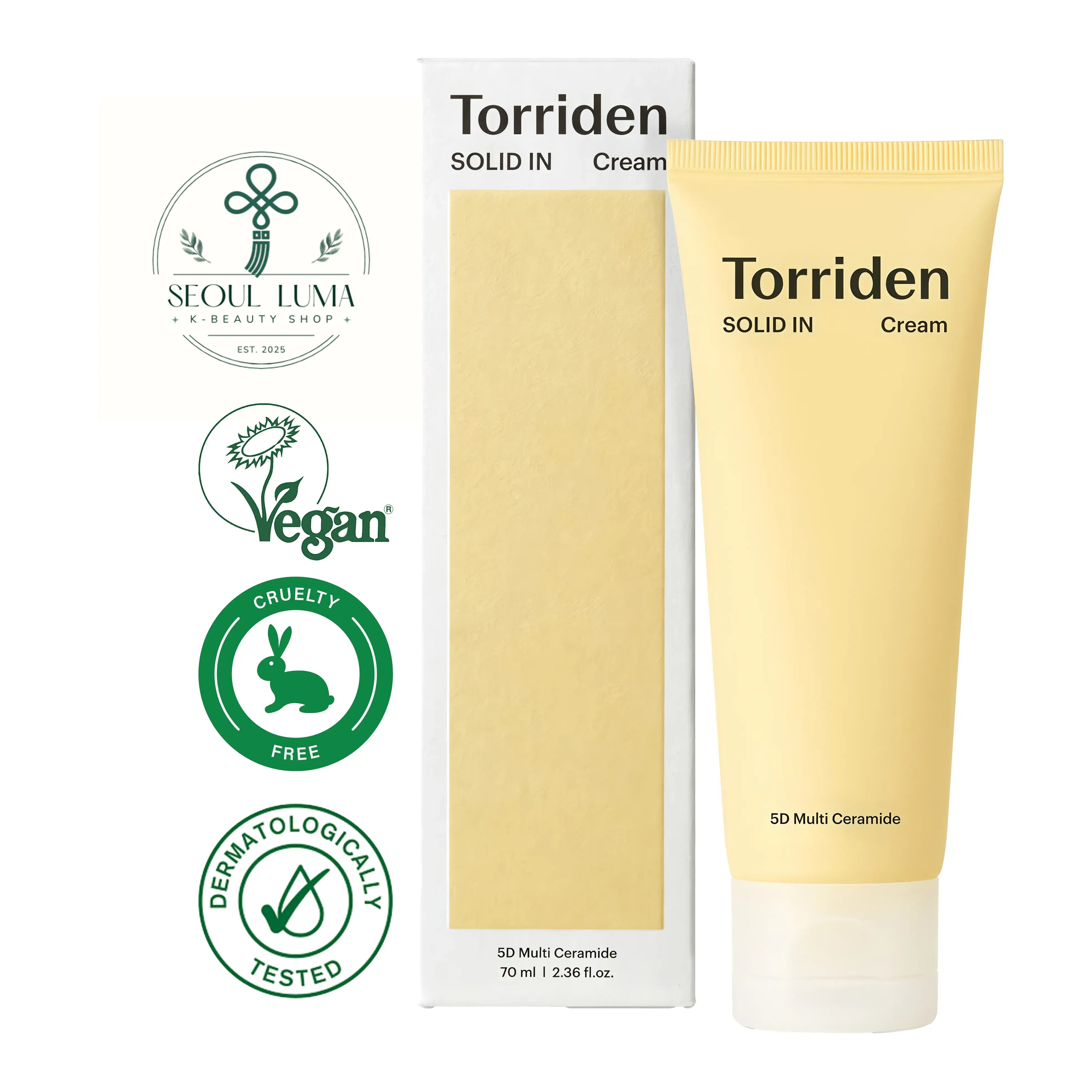 TORRIDEN SOLID-IN Ceramide Cream with 5D ceramide complex, phytosphingosine, and hyaluronic acid for intensive barrier repair