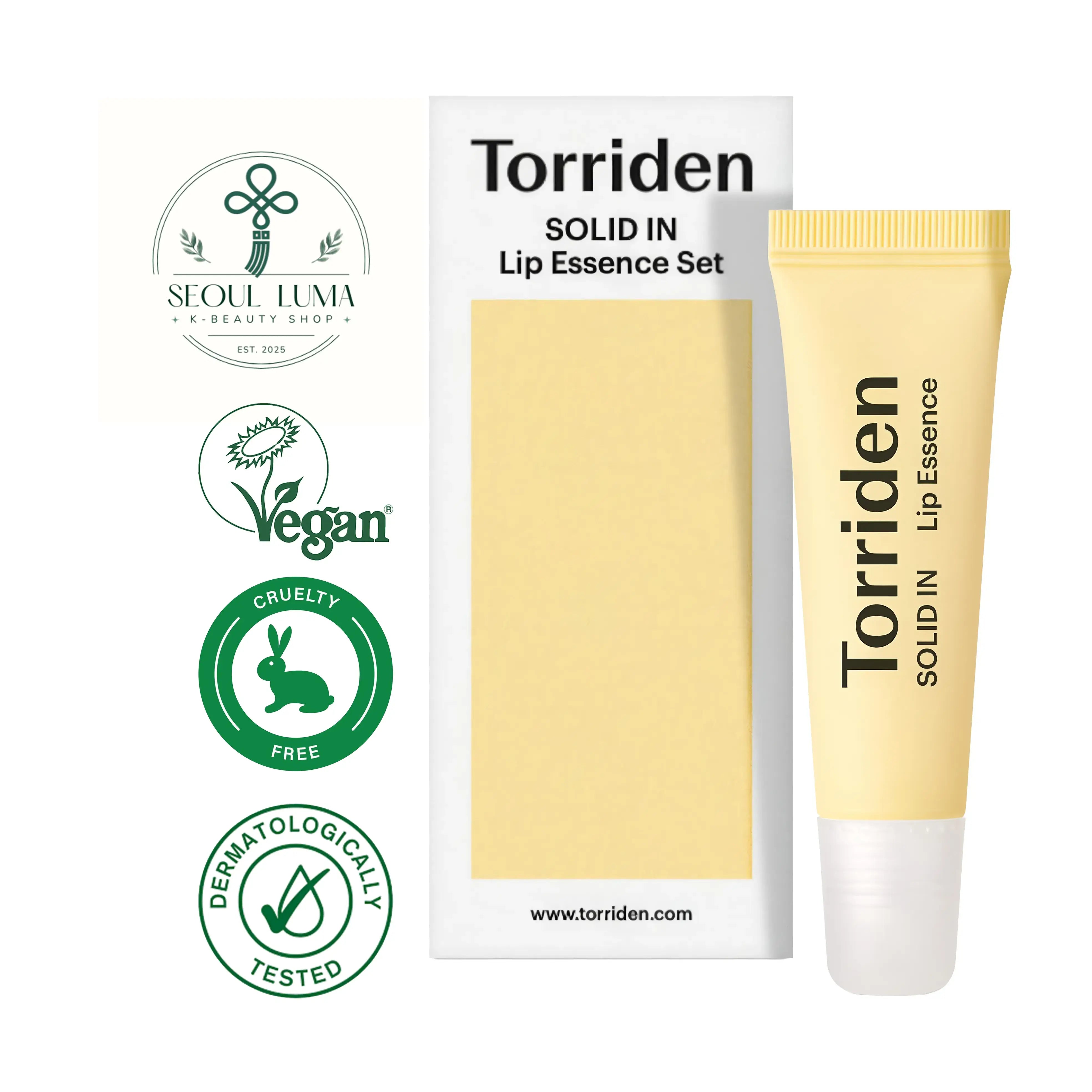 TORRIDEN SOLID-IN Ceramide Lip Essence with 5% jojoba oil, 5 types of ceramides, and Fuligo wax for intensive lip repair and hydration