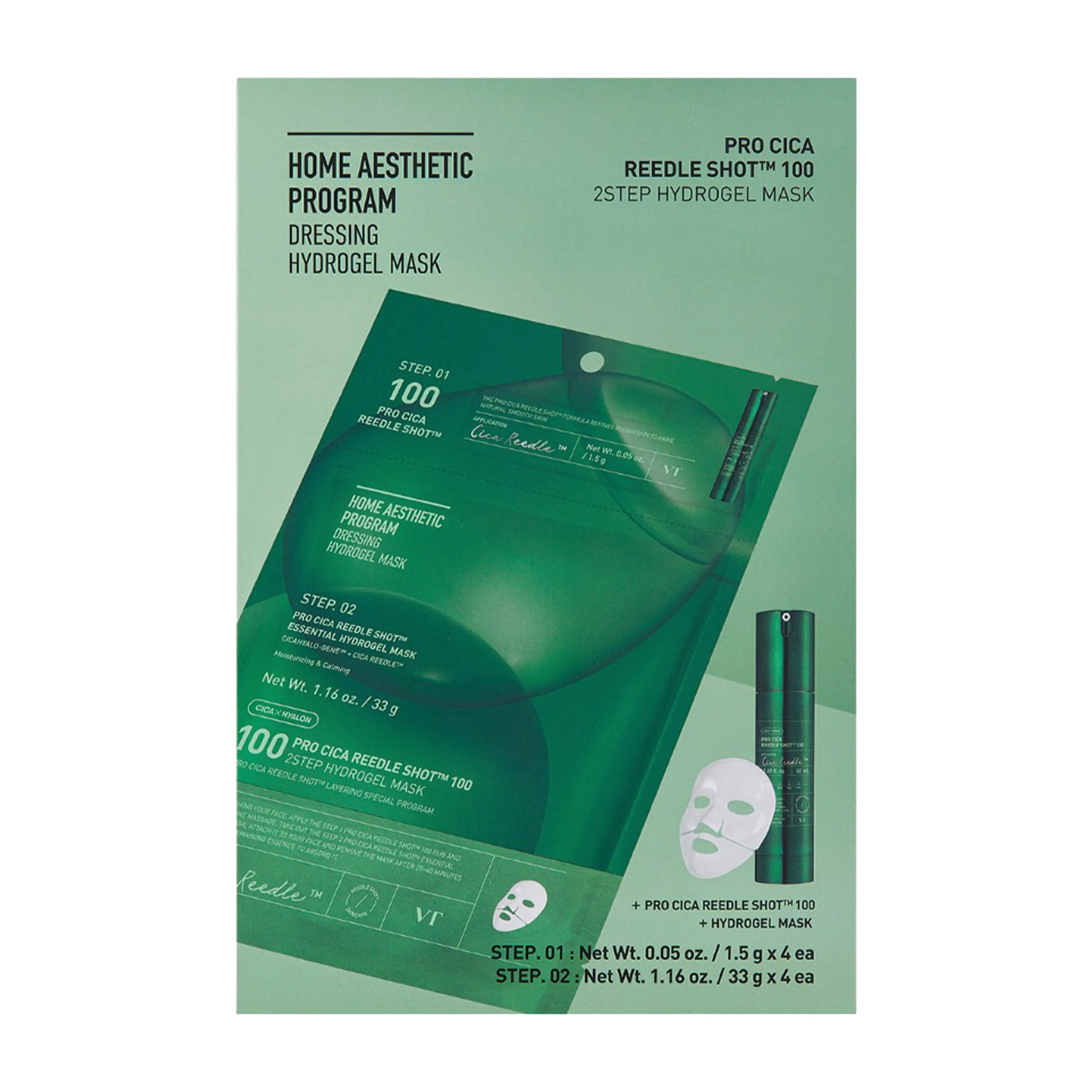 VT PDRN Reedle Shot 100 2-Step Hydrogel Mask 5 Sheets for rough texture, plumping hydration, firming care, and radiant glow