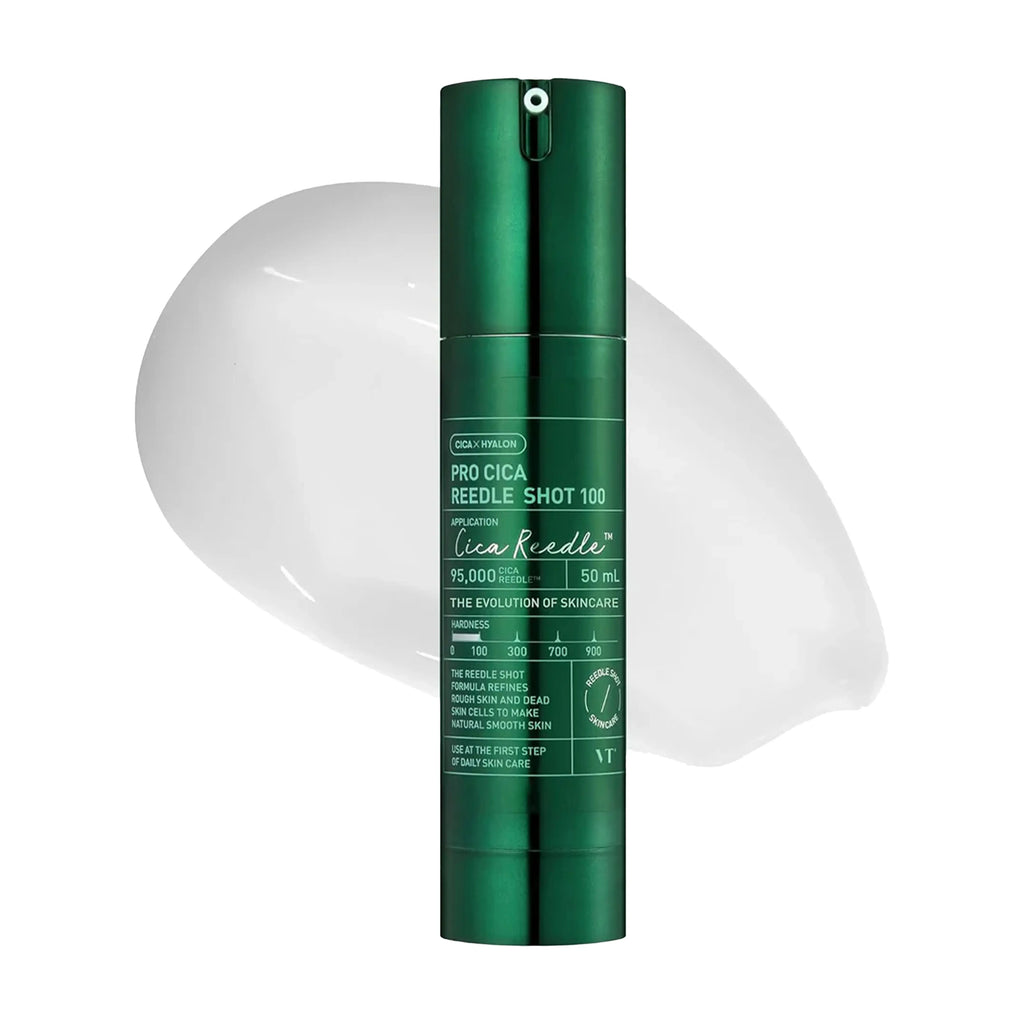 VT Pro Cica Reedle Shot 100 and 300 in 50ml for rough texture, sensitive skin, barrier care, and calming hydration