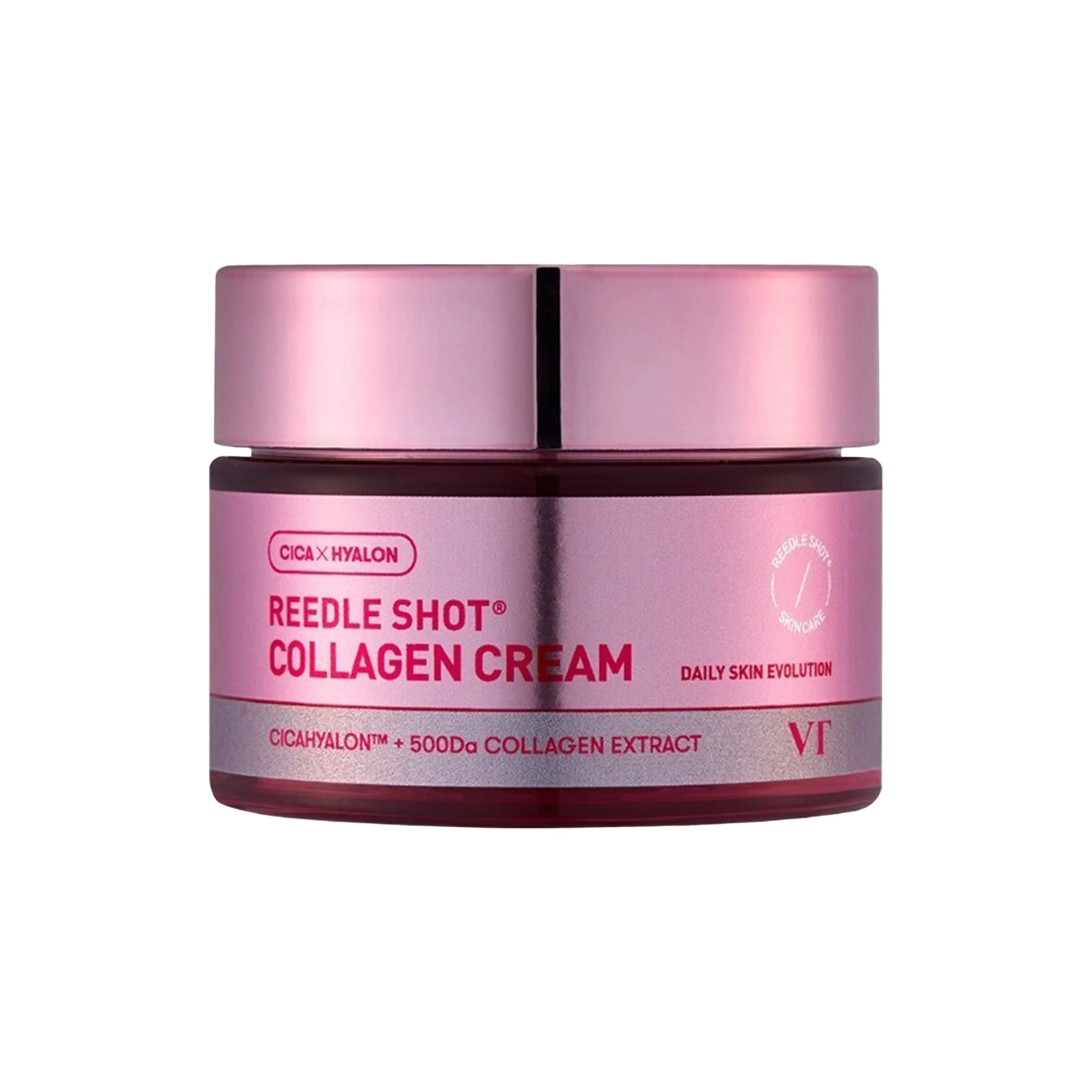 VT Reedle Shot Collagen Cream 50ml. K-beauty intensive collagen moisturizer with Reedle Shot™ and 500Da Collagen for sagging skin and elasticity.