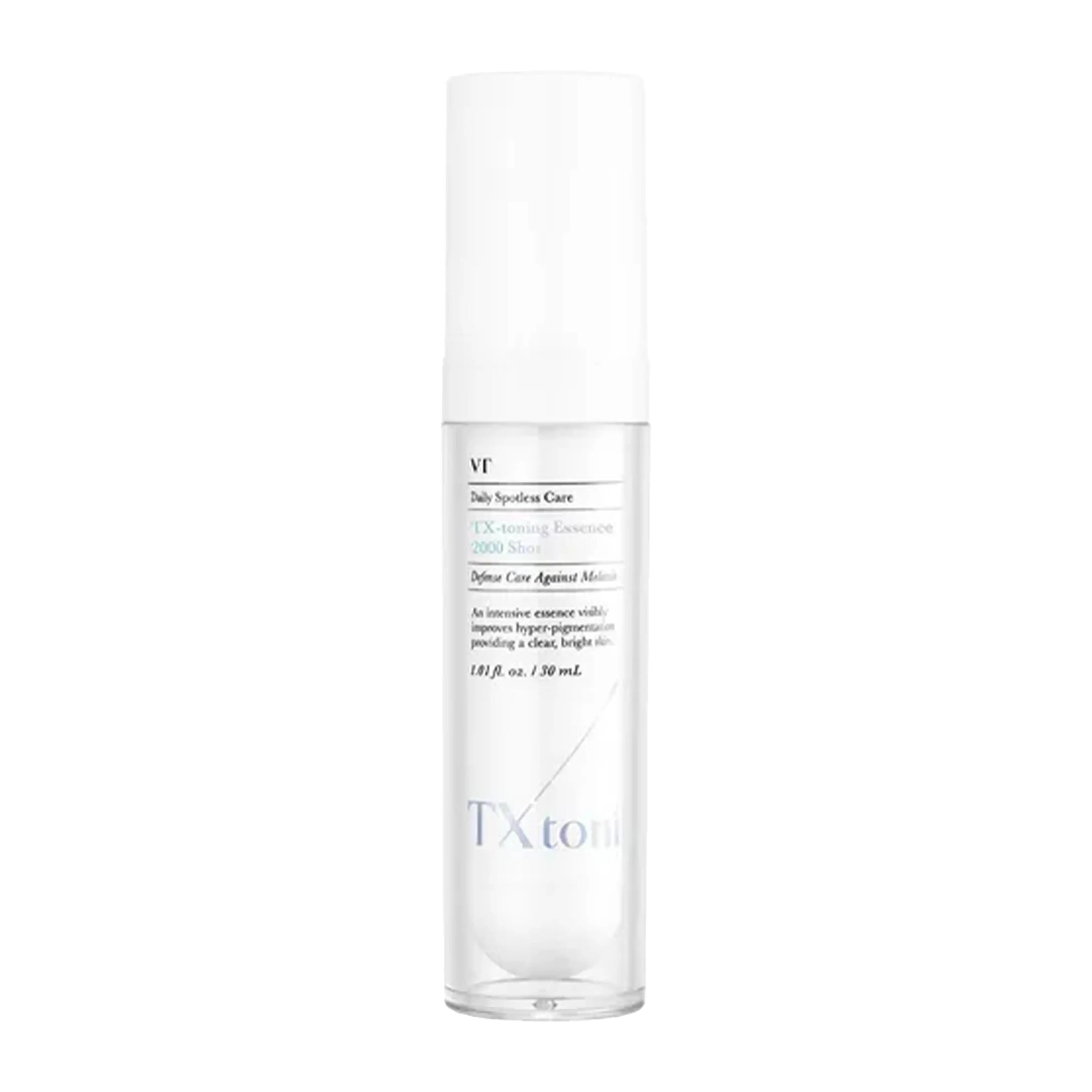 VT TX-Toning Essence 30ml collection. Two levels (1000 Shot, 2000 Shot) of Tranexamic Acid serum for dark spot correction and radiant skin tone